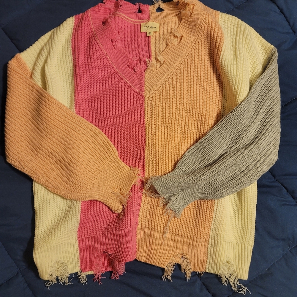 Freyed off the shoulder sweater